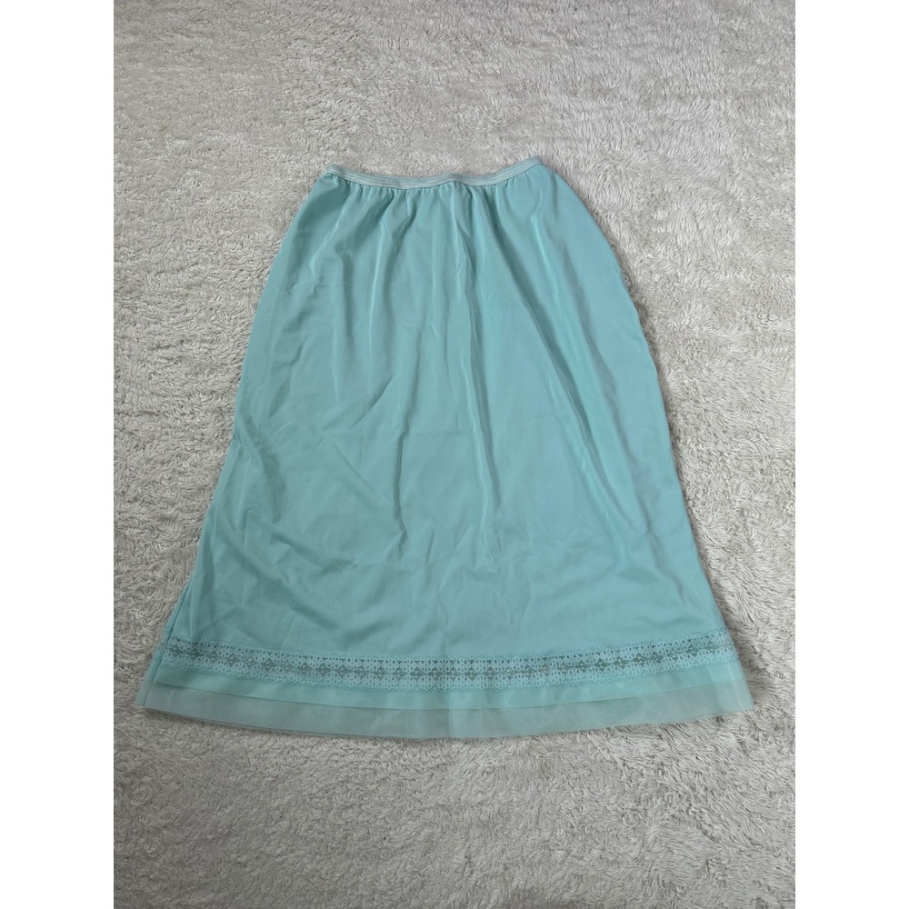 Lorraine Vintage Half Slip Medium mint green Lace Trim Lingerie Skirt Slip‎